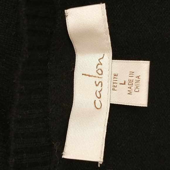 Low V Black Cashmere Pullover Sweater Super Soft Quality Top by Caslon Lg v Sexy - Picture 5 of 8